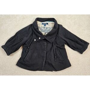 Anthropologie‎ Millard Fillmore Hippie Van Boho Jacket Sz S Black Collared Retro